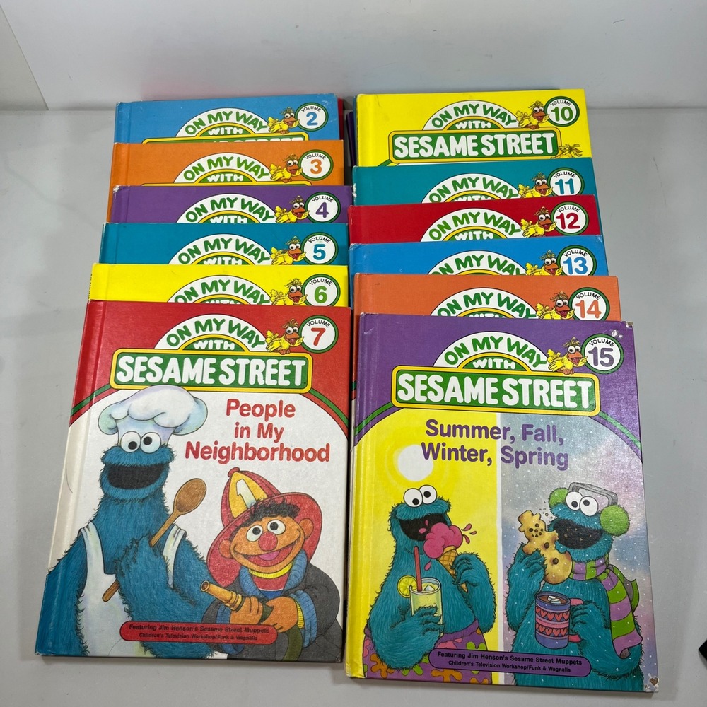 Vintage Sesame Street On My Way Book Set Kids Lot 15 Educational Retro 1989